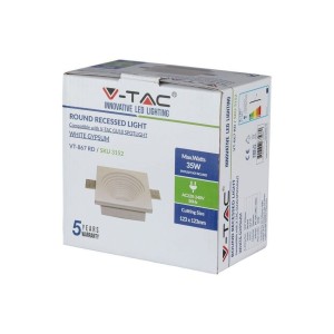 Portafaretto LED da incasso rotondo GU10 Ø125 mm in gesso bianco V-TAC VT-867-RD - foto 2