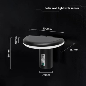 Applique LED Solare da Esterno 2W 3000K IP54 con Sensore PIR Nera V-TAC VT-81018 - foto 4