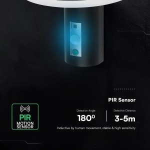 Applique LED Solare da Esterno 2W 3000K IP54 con Sensore PIR Nera V-TAC VT-81018 - foto 8