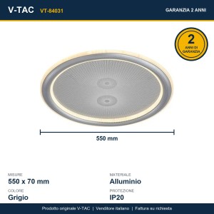 Lampadario LED 50W CCT 3000K 4000K 6500K Grigio con Telecomando V-TAC VT-84031 - foto 12