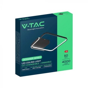 Lampadario LED 50W Quadrato Nero CCT 3000K 4000K 6500K con Telecomando V-TAC VT-84025SQ - foto 2