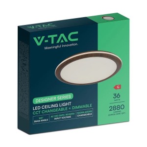 Plafoniera LED 36W CCT 3000K-6500K Ø410mm effetto legno dimmerabile V-TAC VT-7738 - foto 2