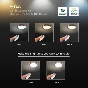 Plafoniera LED 36W CCT 3000K-6500K Ø410mm effetto legno dimmerabile V-TAC VT-7738 - foto 8