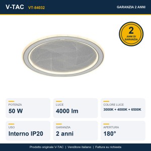 Lampadario LED 50W CCT 3000K 4000K 6500K Grigio con Telecomando V-TAC VT-84032 - foto 11