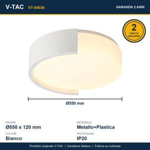 Plafoniera LED 63W CCT 3000K 4000K 6000K Rotonda Ø550 Dimmerabile V-TAC VT-84036 - foto 13