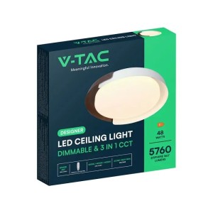 Lampadario LED 48W Rotondo CCT 3000K 4000K 6000K Grigio con Telecomando V-TAC VT-84020 - foto 3