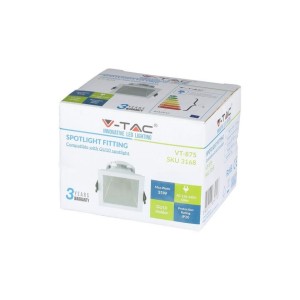 Portafaretto LED da incasso GU10 quadrato bianco 80x80 mm inclinabile V-TAC VT-875-WC - foto 2