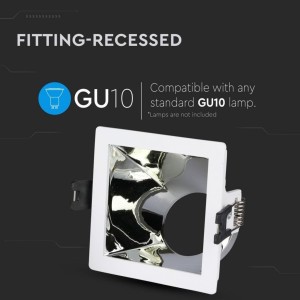 Portafaretto LED da incasso GU10 quadrato bianco 80x80 mm inclinabile V-TAC VT-875-WC - foto 5