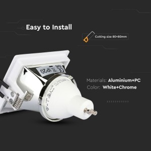 Portafaretto LED da incasso GU10 quadrato bianco 80x80 mm inclinabile V-TAC VT-875-WC - foto 6