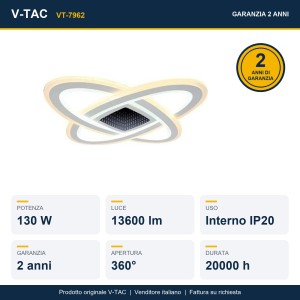 Lampadario LED a Plafone 130W CCT 3000K-6000K Dimmerabile con Telecomando V-TAC VT-7962 - foto 10