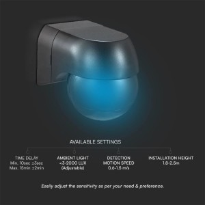 Sensore di Movimento PIR a Infrarossi 180° da Plafone Nero IP44 400W V-TAC VT-8028 - foto 5
