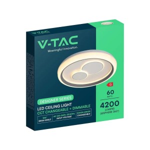 Lampadario LED 60W Rotondo CCT 3000K-6500K con Telecomando RF V-TAC VT-84230 - foto 3