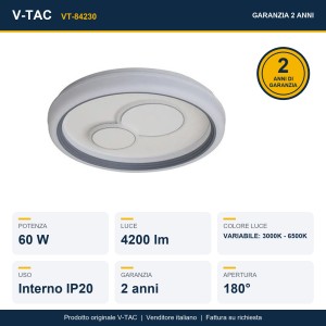 Lampadario LED 60W Rotondo CCT 3000K-6500K con Telecomando RF V-TAC VT-84230 - foto 11
