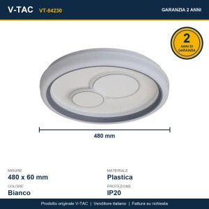 Lampadario LED 60W Rotondo CCT 3000K-6500K con Telecomando RF V-TAC VT-84230 - foto 12