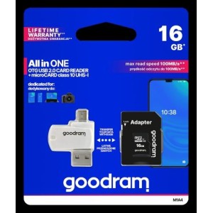 microSD 16GB CARD class 10 + adpter + card reader - blister