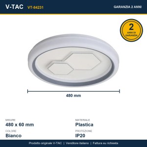 Plafoniera LED 60W CCT 3000K-6500K dimmerabile con telecomando RF V-TAC VT-84231 - foto 12