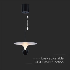 Lampadario LED 9W 3000K Bianco e Nero a Sospensione Regolabile V-TAC VT-7832 - foto 4
