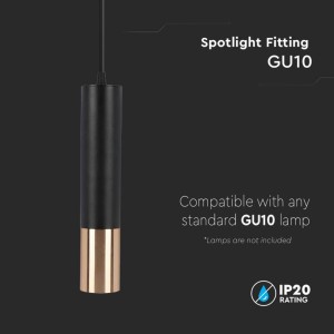 Portafaretto LED a Sospensione GU10 in Alluminio Nero e Oro V-TAC VT-977 - foto 5