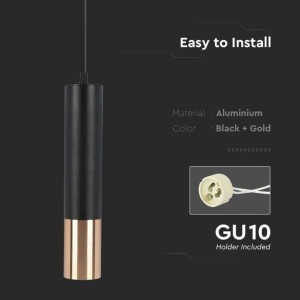 Portafaretto LED a Sospensione GU10 in Alluminio Nero e Oro V-TAC VT-977 - foto 6