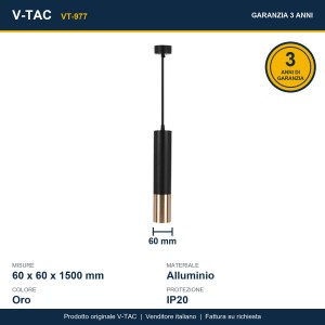 Portafaretto LED a Sospensione GU10 in Alluminio Nero e Oro V-TAC VT-977 - foto 9