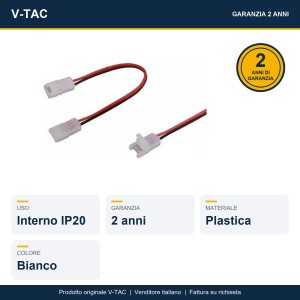 Connettore per Strip LED 8mm 2 Pin a Innesto Rapido con Clip IP20 V-TAC - foto 3