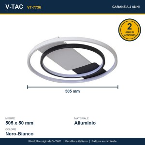 Plafoniera LED rotonda 36W CCT 3000K-6500K dimmerabile con telecomando V-TAC VT-7736 - foto 10