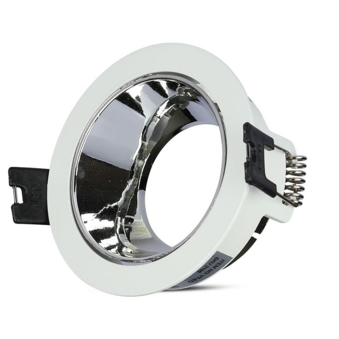 Portafaretto LED da incasso GU10 rotondo bianco orientabile cromato V-TAC VT-872-WC