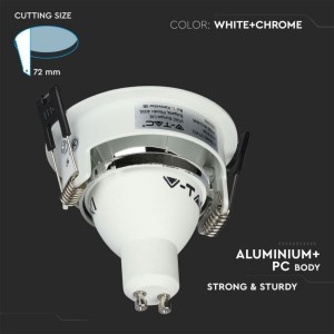 Portafaretto LED da incasso GU10 rotondo bianco orientabile cromato V-TAC VT-872-WC - foto 5