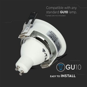 Portafaretto LED da incasso GU10 rotondo bianco orientabile cromato V-TAC VT-872-WC - foto 6