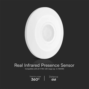Sensore di movimento PIR 360° bianco IP20 carico 1000W LED V-TAC VT-81005 - foto 4