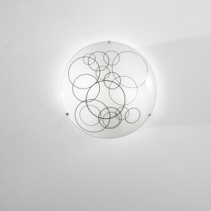 Plafoniera in vetro bianco Ø 30 cm, 2 luci E27, Karma Luce Ambiente e Design - foto 3