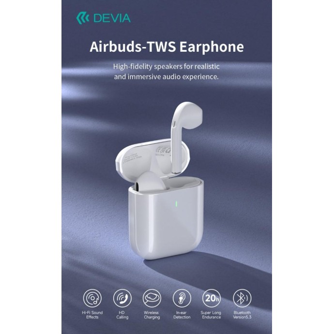Auricolari Airbuds TWS EM053 Carica Wireless BT 5.3 Bianchi Auricolari Airbuds TWS EM053 Carica Wireless BT 5.3 Bianchi