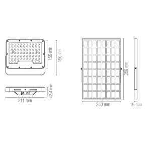 Faro solare da esterno LED 400W 3500lm 4000K IP65 Intec Glaser - foto 2