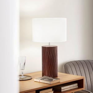 Lampada da tavolo Woodlog in legno rovere marrone E27 - Luce Ambiente e Design - foto 2