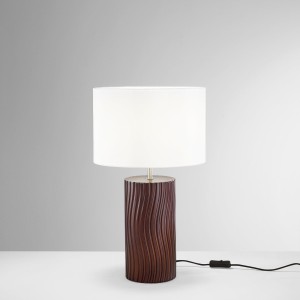 Lampada da tavolo Woodlog in legno rovere marrone E27 - Luce Ambiente e Design - foto 3