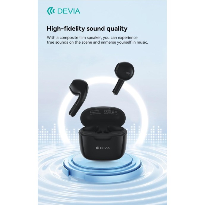 Auricolari Devia TWS-K1 Bluetooth 5.3 EM057 Neri Auricolari Devia TWS-K1 Bluetooth 5.3 EM057 Neri