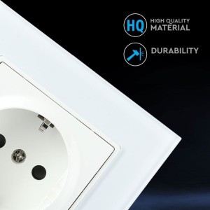 Presa Schuko 10A da Incasso Singola Vetro Bianco 158x86mm V-TAC VT-5711 - foto 4
