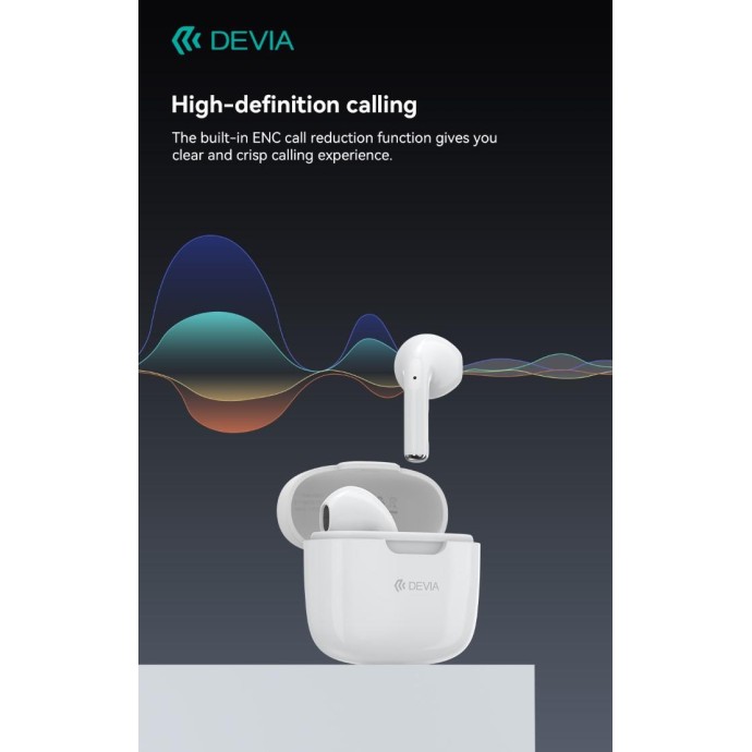 Auricolari Devia TWS-K1 Bluetooth 5.3 EM057 Bianchi Auricolari Devia TWS-K1 Bluetooth 5.3 EM057 Bianchi