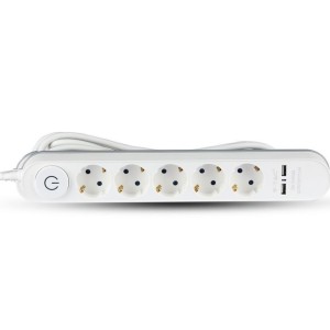 Multipresa con cavo 3m, 5 prese Schuko 16A, 2 USB-A, bianca V-TAC VT-1115-3 - foto 5