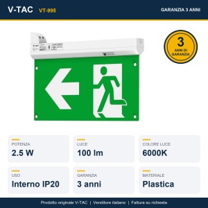 Lampada LED di emergenza 2.5W 6000K IP20 con autotest V-TAC VT-995 - foto 16