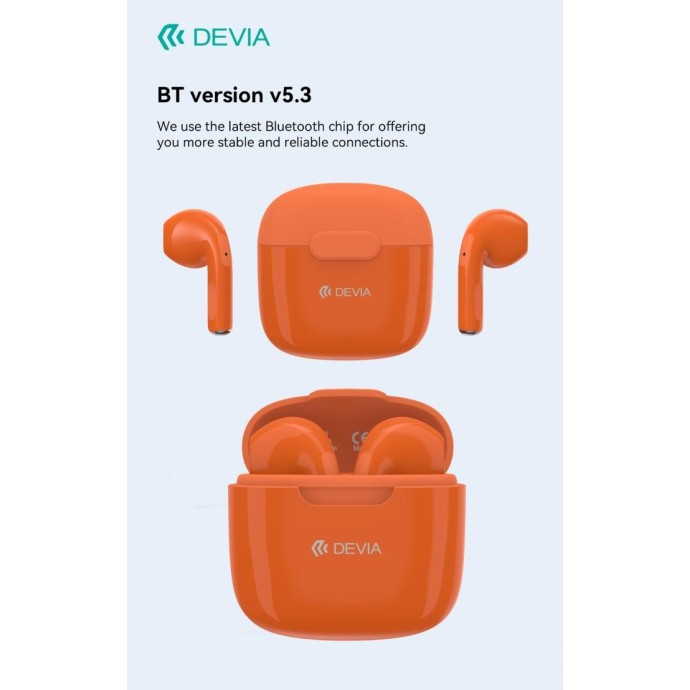 Auricolari Devia TWS-K1 Bluetooth 5.3 EM057 Arancio Auricolari Devia TWS-K1 Bluetooth 5.3 EM057 Arancio
