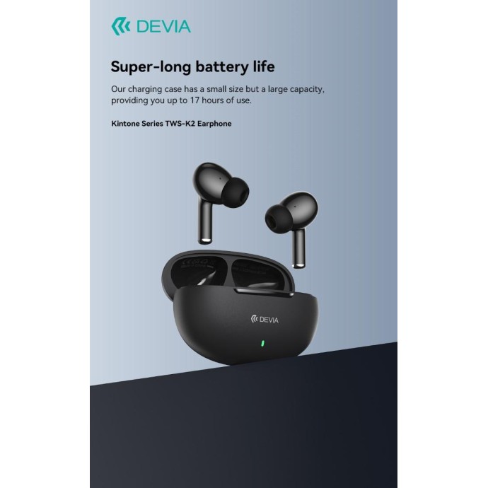 Auricolari Devia TWS-K2 Bluetooth 5.3 EM060 Neri Auricolari Devia TWS-K2 Bluetooth 5.3 EM060 Neri
