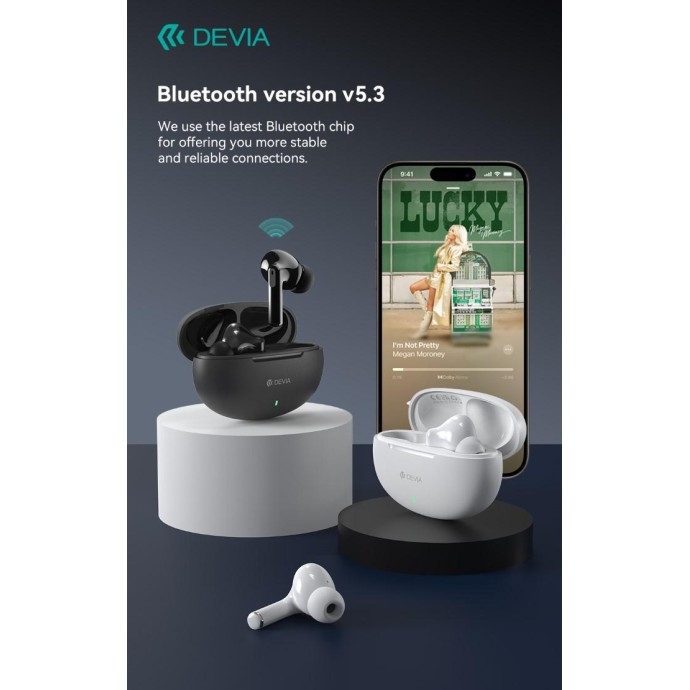 Auricolari Devia TWS-K2 Bluetooth 5.3 EM060 Bianchi Auricolari Devia TWS-K2 Bluetooth 5.3 EM060 Bianchi