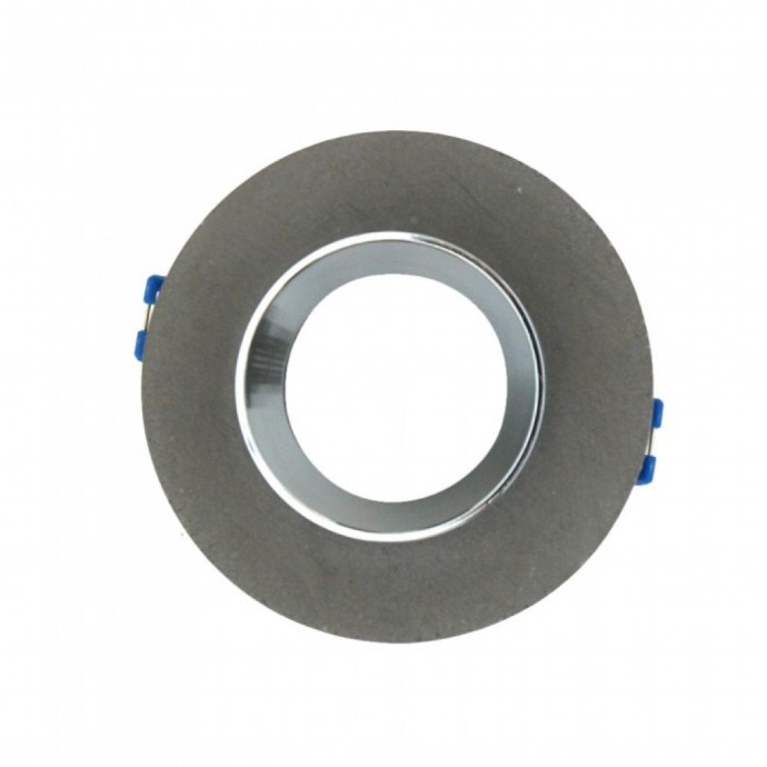 GU10 Fitting Gypsum Metal Grey Recessed Light with Chrome Round GU10 Fitting Gypsum Metal Grey Recessed Light with Chrome Round