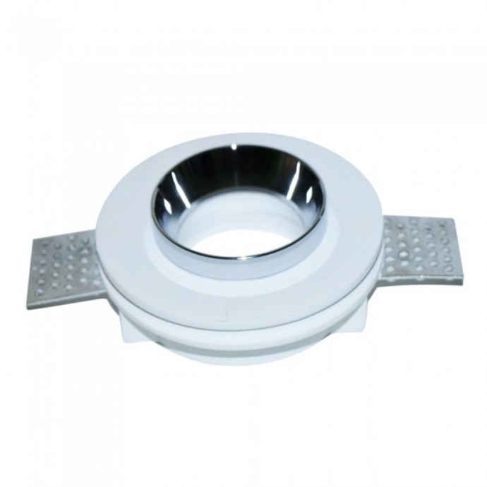 GU10 Fitting Gypsum White Recessed Light with Chrome Metal Round GU10 Fitting Gypsum White Recessed Light with Chrome Metal Round