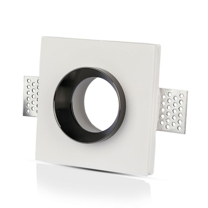 GU10 Fitting Gypsum White Recessed Light with Chrome Metal Square GU10 Fitting Gypsum White Recessed Light with Chrome Metal Square