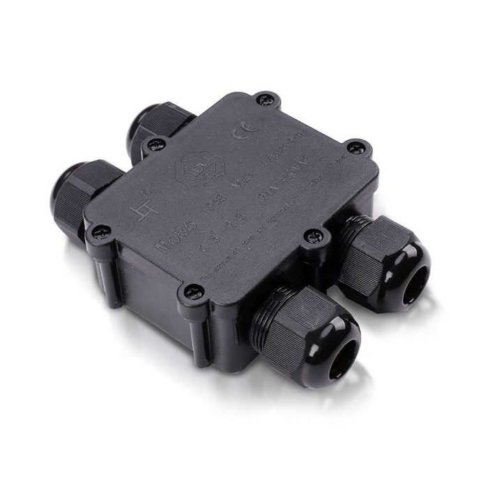 V-TAC Scatola di Derivazione 4 Terminali 8-12 mm IP68 Nera