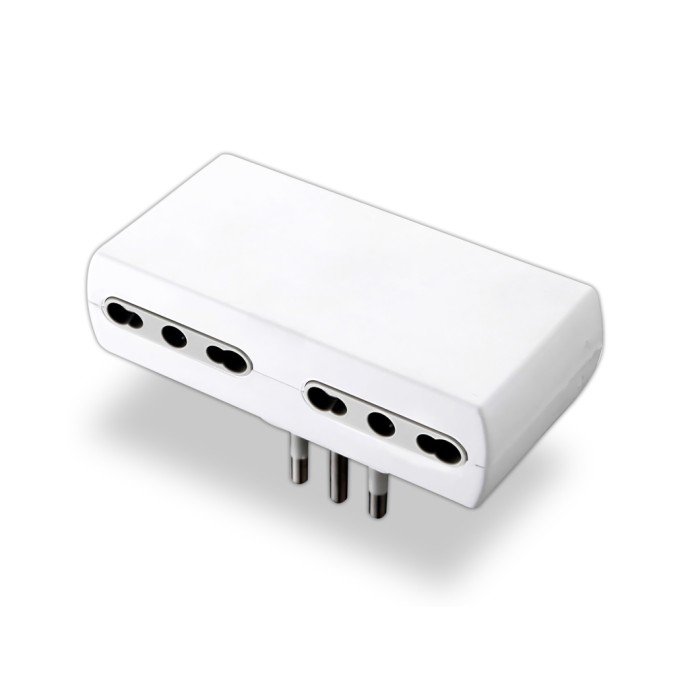 V-TAC Adattatore Multipresa 4 Prese Bipasso 10/16A Bianco