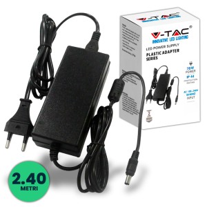 Plastic power supply 78W 12V 6.5A Plug and Play with 2.1 jack Black color 2.4m cable IP44