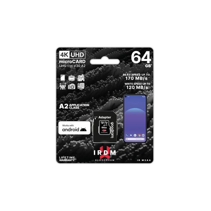 microSD IRDM by GoodRAM 64GB UHS I U3 A2 + adapter microSD IRDM by GoodRAM 64GB UHS I U3 A2 + adapter